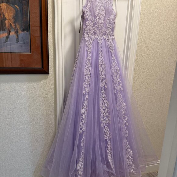 Lilac Tulle Sleeveless A-Line Gown by Jovani 59046 Size 4 NWT - Picture 8 of 10